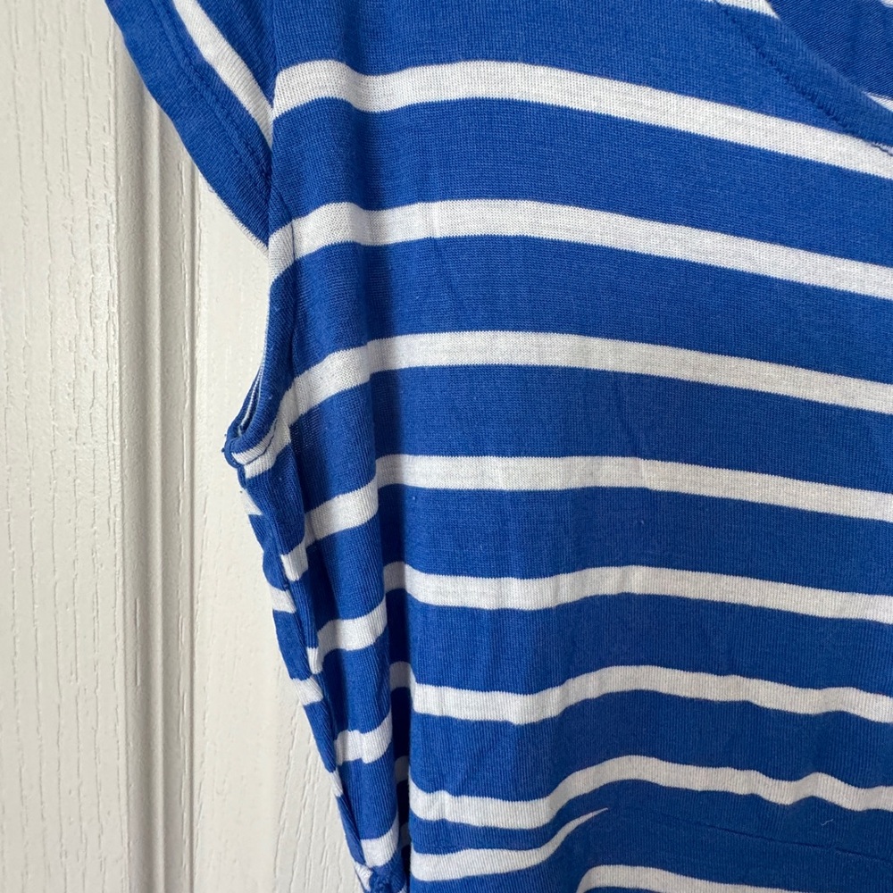 Motherhood maternity blue and white striped dress in large.
